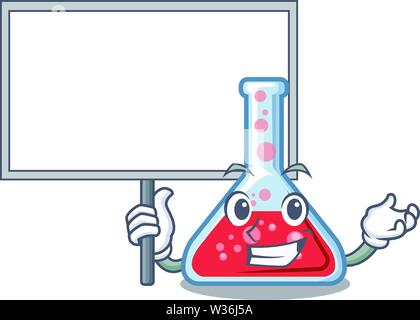 Bring board erlenmeyer flask isolated in the mascot Stock Vector