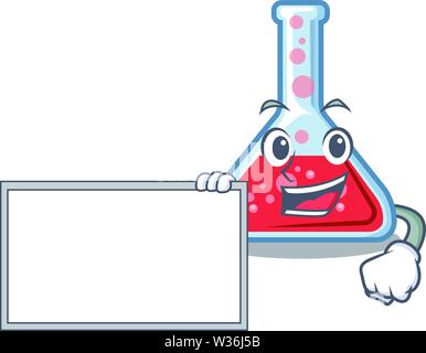 With board erlenmeyer flask isolated in the mascot Stock Vector