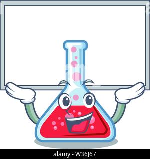Up board erlenmeyer flask isolated in the mascot Stock Vector