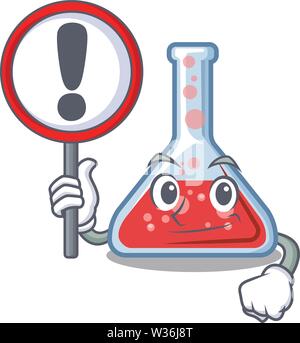With sign erlenmeyer flask isolated in the mascot Stock Vector