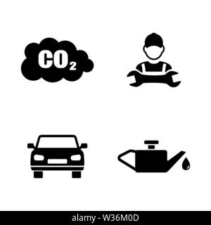Car service. Simple Related Vector Icons Set for Video, Mobile Apps, Web Sites, Print Projects and Your Design. Black Flat Illustration on White Backg Stock Vector