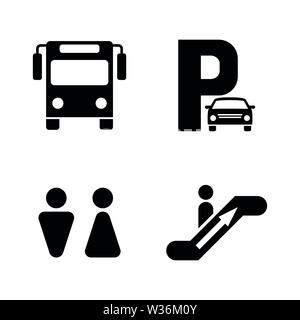 Bus Station. Simple Related Vector Icons Set for Video, Mobile Apps, Web Sites, Print Projects and Your Design. Bus Station icon Black Flat Illustrati Stock Vector