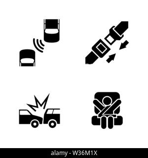 Auto safety belt. Simple Related Vector Icons Set for Video, Mobile Apps, Web Sites, Print Projects and Your Design. Black Flat Illustration on White Stock Vector