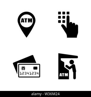 Cash machine. Simple Related Vector Icons Set for Video, Mobile Apps, Web Sites, Print Projects and Your Design. Black Flat Illustration on White Back Stock Vector