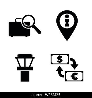 Airport Services. Simple Related Vector Icons Set for Video, Mobile Apps, Web Sites, Print Projects and Your Design. Airport Services icon Black Flat Stock Vector