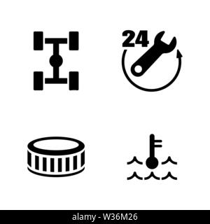Car service. Simple Related Vector Icons Set for Video, Mobile Apps, Web Sites, Print Projects and Your Design. Black Flat Illustration on White Backg Stock Vector