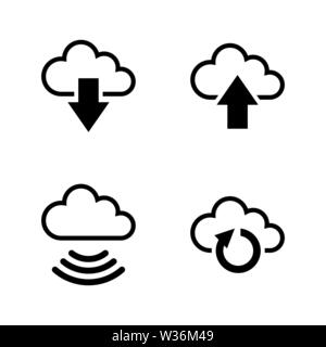 Data Synchronisation. Simple Related Vector Icons Set for Video, Mobile Apps, Web Sites, Print Projects and Your Design. Black Flat Illustration on Wh Stock Vector