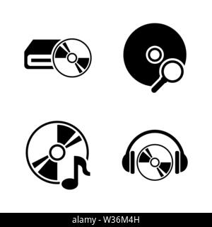 Musical Compact Disk. Simple Related Vector Icons Set for Video, Mobile Apps, Web Sites, Print Projects and Your Design. Musical Compact Disk icon Bla Stock Vector