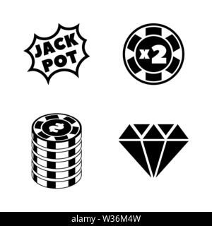 Gambling Casino. Simple Related Vector Icons Set for Video, Mobile Apps, Web Sites, Print Projects and Your Design. Gambling Casino icon Black Flat Il Stock Vector