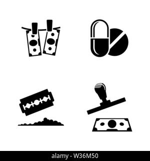Criminal Business Drug Trafficking. Simple Related Vector Icons Set for Video, Mobile Apps, Web Sites, Print Projects and You Design. Criminal Busines Stock Vector