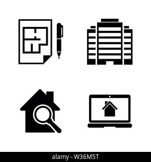 Building Real Estate. Simple Related Vector Icons Set for Video, Mobile Apps, Web Sites, Print Projects and Your Design. Building Real Estate icon Bla Stock Vector