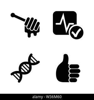 Honey Treatment, Health. Simple Related Vector Icons Set for Video, Mobile Apps, Web Sites, Print Projects and Your Design. Honey Treatment, Health ic Stock Vector