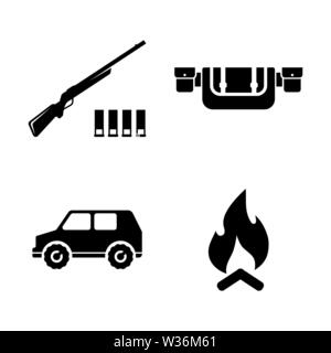 Safari Hunting, Hunt. Simple Related Vector Icons Set for Video, Mobile Apps, Web Sites, Print Projects and Your Design. Safari Hunting, Hunt icon Bla Stock Vector