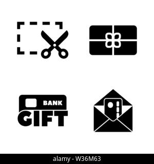 Gift Cards, Coupon. Simple Related Vector Icons Set for Video, Mobile Apps, Web Sites, Print Projects and Your Design. Gift Cards, Coupon icon Black F Stock Vector