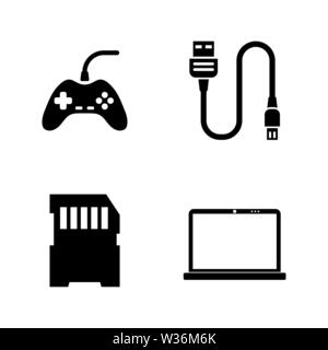 Hardware Computer Parts. Simple Related Vector Icons Set for Video, Mobile Apps, Web Sites, Print Projects and Your Design. Hardware Computer Parts ic Stock Vector