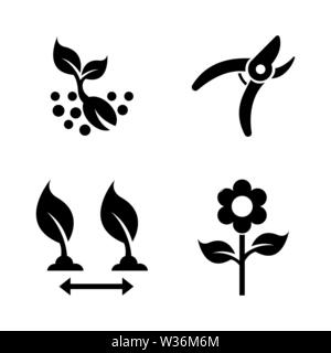 Seedling, Gardening. Simple Related Vector Icons Set for Video, Mobile Apps, Web Sites, Print Projects and Your Design. Seedling, Gardening icon Black Stock Vector