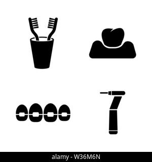 Dental Clinic Stomatology. Simple Related Vector Icons Set for Video, Mobile Apps, Web Sites, Print Projects and You Design. Dental Clinic, Stomatolog Stock Vector