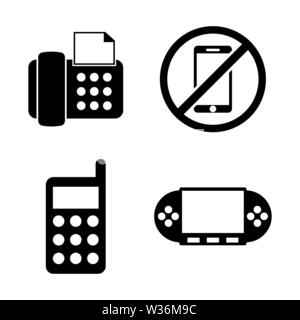 Phones, Telephone. Simple Related Vector Icons Set for Video, Mobile Apps, Web Sites, Print Projects and Your Design. Phones, Telephone icon Black Fla Stock Vector