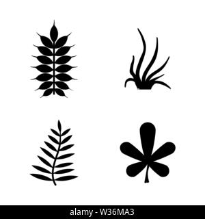 Plants, Leafs, Flora. Simple Related Vector Icons Set for Video, Mobile Apps, Web Sites, Print Projects and Your Design. Plants, Leafs, Flora icon Bla Stock Vector