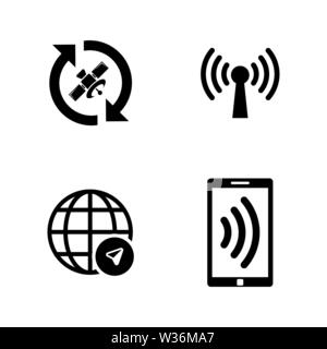 Satelite Navigation, Connection. Simple Related Vector Icons Set for Video, Mobile Apps, Web Sites, Print Projects and Your Design. Satelite Navigatio Stock Vector