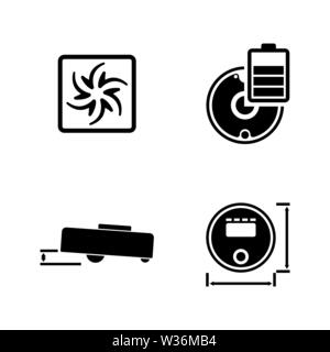 Vacuum Robot Cleaner. Simple Related Vector Icons Set for Video, Mobile Apps, Web Sites, Print Projects and Your Design. Vacuum Robot Cleaner icon Bla Stock Vector