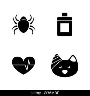 Cat Treatment, Vet. Simple Related Vector Icons Set for Video, Mobile Apps, Web Sites, Print Projects and Your Design. Cat Treatment, Vet icon Black F Stock Vector