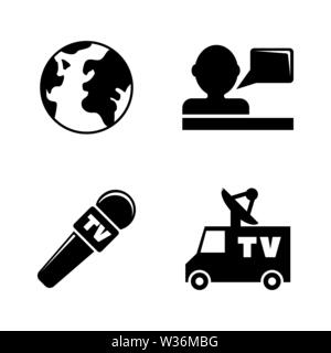 TV, News. Simple Related Vector Icons Set for Video, Mobile Apps, Web Sites, Print Projects and Your Design. TV, News icon Black Flat Illustration on Stock Vector