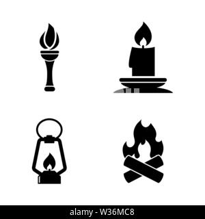 Fire Light Source. Simple Related Vector Icons Set for Video, Mobile Apps, Web Sites, Print Projects and Your Design. Fire Light Source icon Black Fla Stock Vector