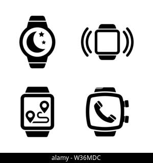 Smartwatch, Smart Clock. Simple Related Vector Icons Set for Video, Mobile Apps, Web Sites, Print Projects and Your Design. Smartwatch, Smart Clock ic Stock Vector