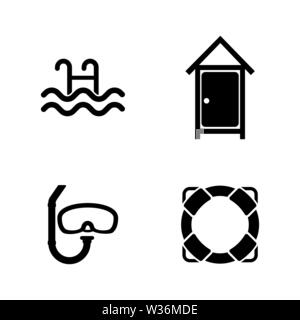 Water Pool, Swimming. Simple Related Vector Icons Set for Video, Mobile Apps, Web Sites, Print Projects and Your Design. Water Pool, Swimming icon Bla Stock Vector