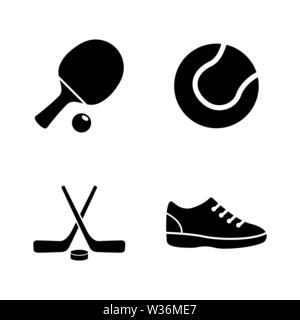 Sport Equipment. Simple Related Vector Icons Set for Video, Mobile Apps, Web Sites, Print Projects and Your Design. Sport Equipment icon Black Flat Il Stock Vector