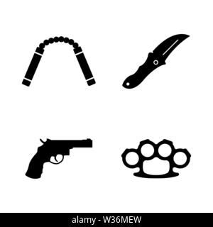 Steel Arms, Firearms, Weapon. Simple Related Vector Icons Set for Video, Mobile Apps, Web Sites, Print Projects and You Design. Steel Fire Arms, Weapo Stock Vector