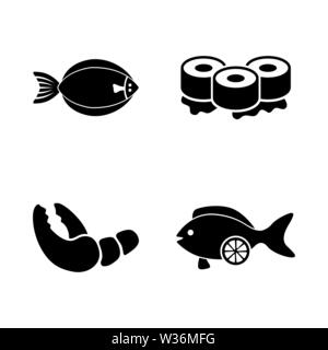 Fish Restaurant, Seafood. Simple Related Vector Icons Set for Video, Mobile Apps, Web Sites, Print Projects and Your Design. Fish Restaurant, Seafood Stock Vector