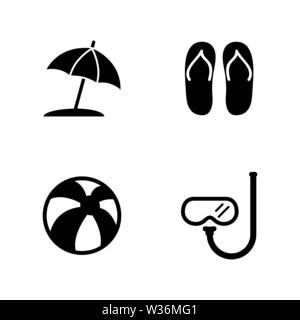 Beach Accessories, Vacation. Simple Related Vector Icons Set for Video, Mobile Apps, Web Sites, Print Projects and Your Design. Beach Accessories Rela Stock Vector