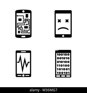 Broken Smartphone, Phone. Simple Related Vector Icons Set for Video, Mobile Apps, Web Sites, Print Projects and Your Design. Broken Smartphone, Phone Stock Vector