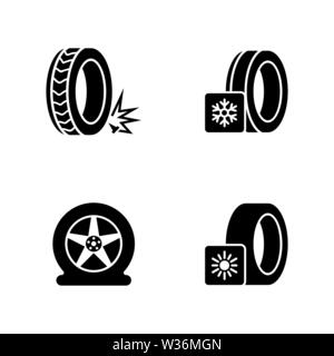 Seasonal Tyre Fitting. Simple Related Vector Icons Set for Video, Mobile Apps, Web Sites, Print Projects and Your Design. Seasonal Tyre Fitting icon B Stock Vector