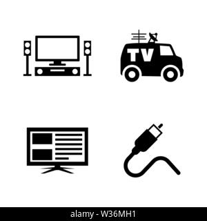 TV Broadcast, Television. Simple Related Vector Icons Set for Video, Mobile Apps, Web Sites, Print Projects and Your Design. TV Broadcast, Television Stock Vector
