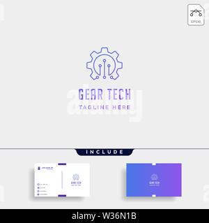 gear technology logo vector engine industry icon symbol sign isolated Stock Vector