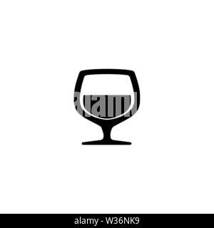 Glass of Cognac vector icon. Simple flat symbol on white background Stock Vector