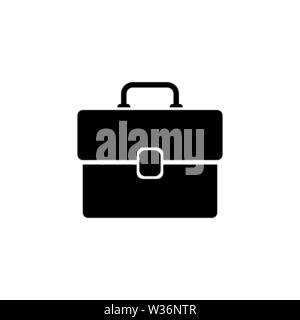 Briefcase. Flat Vector Icon. Simple black symbol on white background Stock Vector