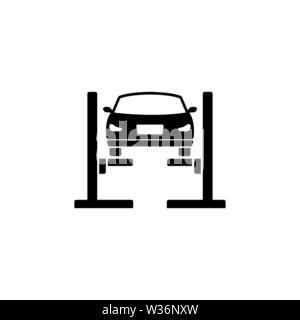 Car Lift. Filled Car Service. Flat Vector Icon. Simple black symbol on white background Stock Vector