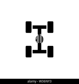 Chassis Car Suspension. Flat Vector Icon. Simple black symbol on white background Stock Vector