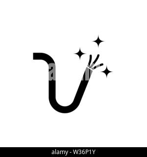 Electric Cable. Wire. Flat Vector Icon. Simple black symbol on white background Stock Vector