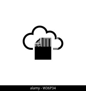 Cloud Storage Document. Flat Vector Icon. Simple black symbol on white background Stock Vector