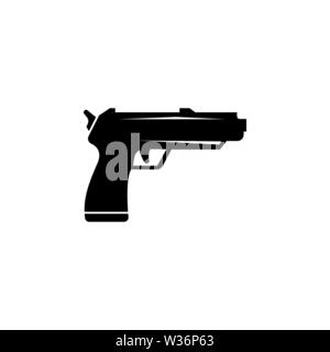 Pistol Gun. Flat Vector Icon. Simple black symbol on white background Stock Vector
