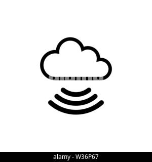 Cloud WIFI. Flat Vector Icon. Simple black symbol on white background Stock Vector