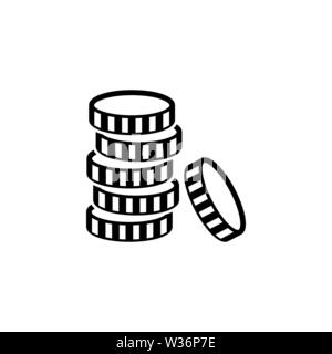 Coins Stack. Flat Vector Icon. Simple black symbol on white background Stock Vector