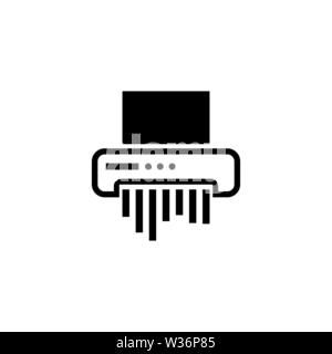 Paper Shredder. Flat Vector Icon. Simple black symbol on white background Stock Vector