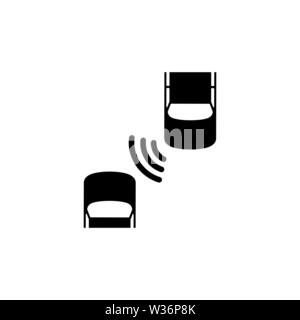 Car Safety System. Flat Vector Icon. Simple black symbol on white background Stock Vector
