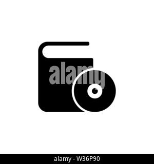 CD DVD Box. Flat Vector Icon. Simple black symbol on white background Stock Vector